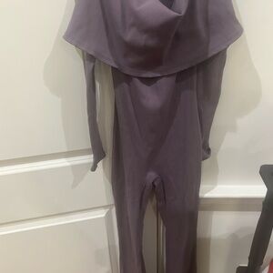 Purple Ribbed Jumpsuit